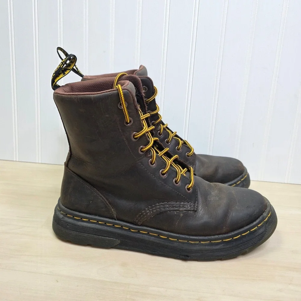 Dr. Martens Crewson Dark Brown Leather 8-Eye Lace Up Boots Mens 9 Womens 10